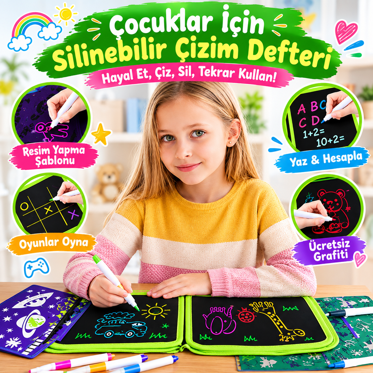 Yuvia™ Premium Silinebilir Çizim Defteri
