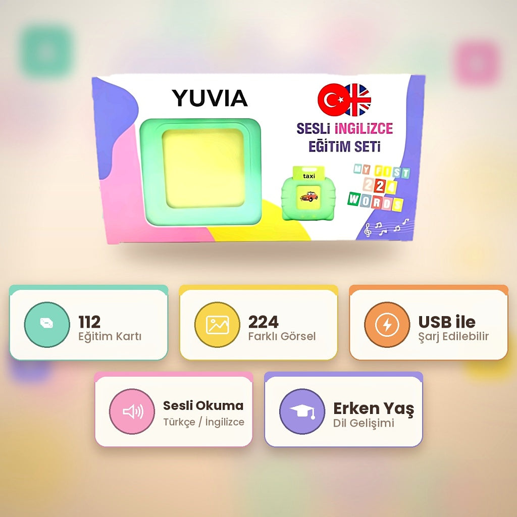Yuvia Türkçe & İngilizce sesli kelime öğretim seti